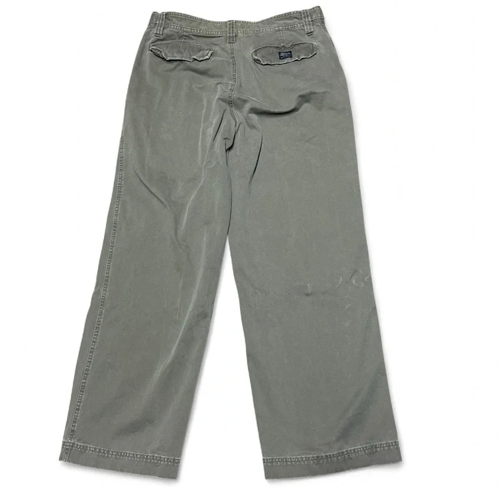 Vintage Y2K Express 36x32 Green Baggy Flap Pocket Chino Mens Pants Wide Leg